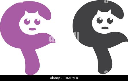 Cat Photography Logo Negative Space Concept Vector Template. Cat Holding Camera Symb Stock Vector
