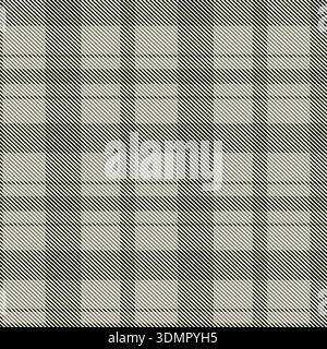 Optical illusion pattern with diagonal lines and grid abstract geometric texture. Seamless monochrome vector illustration for avant-garde fashion, Stock Vector