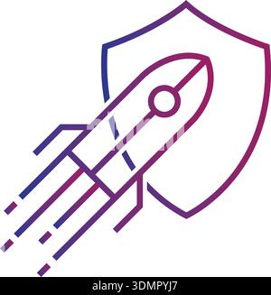 shield stock Rocket icon outline gradient logo design Stock Vector