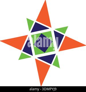 Star inside colorful rotating geometric shapes log vector Stock Vector
