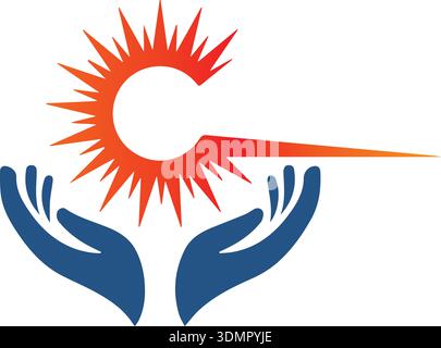 sun for hand logo design modern hand logo design Stock Vector