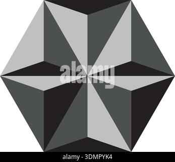 The hexagon logo with a star in the center is black and white Stock Vector