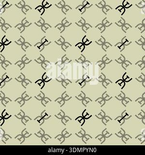 Abstract dotted geometric pattern with repeating H shapes on a beige texture background. Seamless minimalist vector illustration for high-end fashion Stock Vector