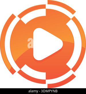 Modern colorful hal circles vector technology logo design or media logo Stock Vector