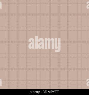 Minimalist geometric grid pattern with dotted squares on a beige background. Seamless abstract vector illustration for sophisticated menswear, modern Stock Vector