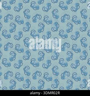 Seamless blue floral abstract pattern background. Modern decorative design with stylized blue blossoms and swirling vine motifs for elegant wallpaper, Stock Vector