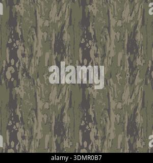 Seamless military camouflage pattern featuring an abstract forest texture in green, black, and tan. Tactical woodland camo vector illustration for arm Stock Vector