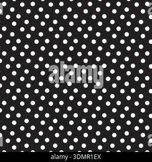 Seamless Black and White Polka Dot Pattern Background, Retro Dotted Textile Texture, Vector Illustration Stock Vector