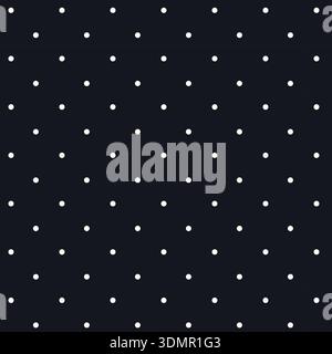 Seamless white dot grid pattern on a dark black background, featuring a minimalist geometric design and abstract texture for modern backgrounds. Stock Vector