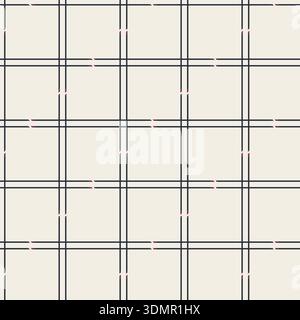 Seamless classic tartan plaid grid pattern background with navy blue gingham check on a cream base for modern geometric design and textile texture Stock Vector