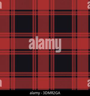 Classic red and black buffalo check plaid seamless vector pattern (Menzies Clan tartan); traditional illustration for winter fashion, flannel textiles Stock Vector