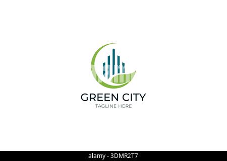 Green City Eco Friendly Logo Design with Urban Sustainable Identity Concept Stock Vector