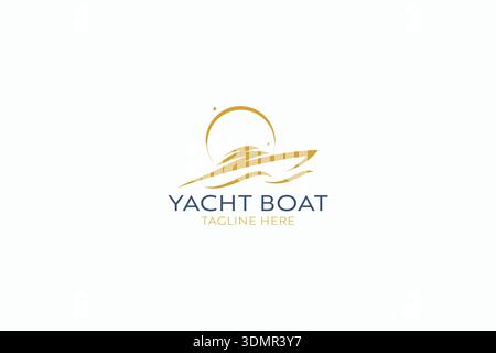 Luxury Yacht Boat Services Logo Design for Premium Business, Lifestyle and Exclusive Ocean Adventures Stock Vector
