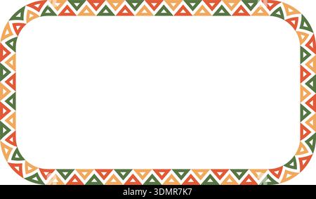 Mexican pattern rectangle frame. African ethnic motif border. Aztec triangular ornament round frame. Mexican text frame. African ethnic ornament Stock Vector