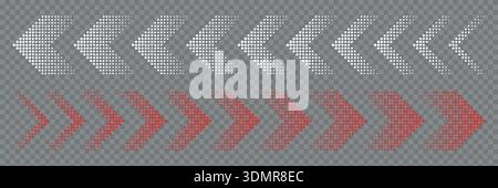 Halftone moving arrow representing speed, acceleration, fast vector illustration Stock Vector