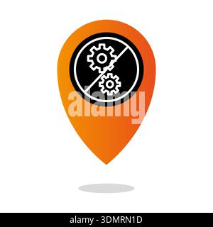 Maintenance restricted marker. Crossed gears symbol. Vibrant orange Vector. Extraordinary broken mechanism. Stock Vector