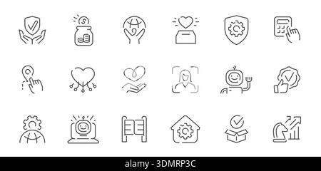 Business, ai line icons set for web, ui and saas. Linear style symbols vector collection Stock Vector
