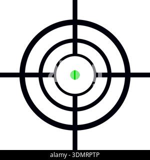 Black vector bullseye target icon with concentric circles crosshair lines and green center dot design symbol for focus precision aim accuracy Stock Vector