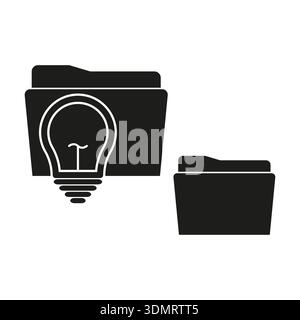 Sophisticated folder collection. Creative ideas symbols. Business archiving Vector. Comprehensive lightbulb illustrations. EPS 10. Stock Vector
