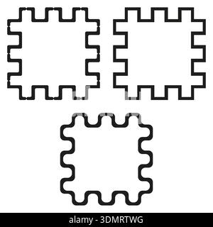 Sophisticated puzzle frames. Professional square borders. Professional Vector outlines. Interlocking geometry items. EPS 10. Stock Vector