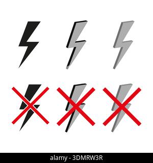 Professional power lightning bolt. Professional electricity strike icons. Professional Charge Vector symbols. Warning energy signs. EPS 10. Stock Vector