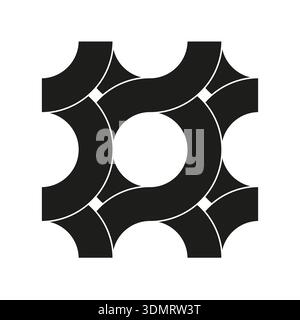Sophisticated black patterns. Interlocking meshworks Vector. Abstracting rounded textures. Monochromatic circular structure system. EPS 10. Stock Vector
