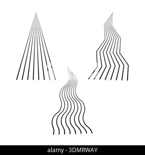 Vertical line set. Straight wavy shapes. Zigzag Vector patterns. Professional movement symbols. Column group sets. EPS 10. Stock Vector