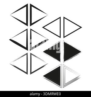 Numbers six 6 pairs. Professional triangles Vector. Symmetrical pointers symbols. Contemporary sharpening outlines parts. EPS 10. Stock Vector