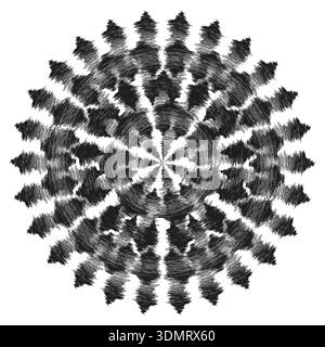 Artistic grunge sunburst motifs. Radial stroke Vector graphic. Abstract star illustrations. Mandala pattern symbol focus. EPS 10. Stock Vector