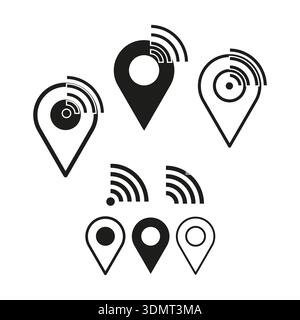 Map pointer icon. Location Wi Fi. Pin signal Vector. Navigation point symbol. EPS 10. Stock Vector
