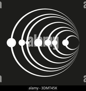 Concentric circle icon. White radar vector. Tunnel motion shape. Abstract sonar art. EPS 10. Stock Vector