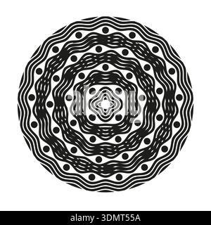 Mandala ornament icon. Circular pattern vector. Detailed round symbol. Ethnic art design. EPS 10. Stock Vector