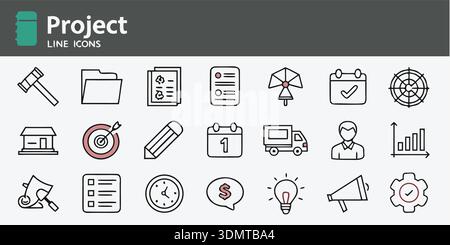 Project research line icons collection. Analysis, Experimentation ...