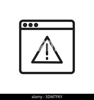 Warning window icon. Error notification symbol. Internet browser Vector screen. System alert message Stock Vector