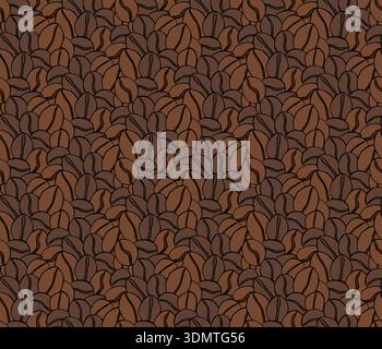simple pattern with coffee beans in brown colors, aromatic coffee Cafe seamless pattern. hand drawn illustration. Vector graphic line ink colored art. Stock Vector