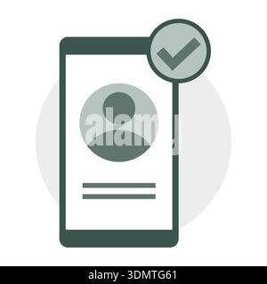 Smartphone profile icon. Identification account Vector. Verification checkmark symbol. Personal application element Stock Vector