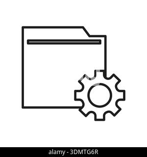 Folder icon symbol. Black gear settings. Data management Vector. File configuration option. Stock Vector