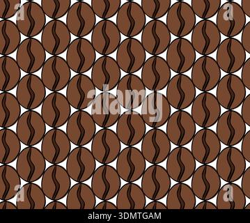 Seamless coffee bean closeup pattern for coffee shop backgrounds, cafe decorations. Cafe seamless pattern. hand drawn illustration. Vector graphic lin Stock Vector