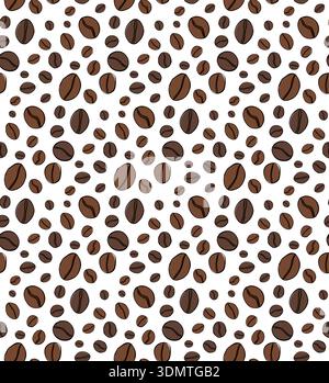 Seamless coffee bean pattern for coffee shop backgrounds, Cafe seamless pattern. hand drawn illustration. Vector graphic line ink colored art. for a c Stock Vector