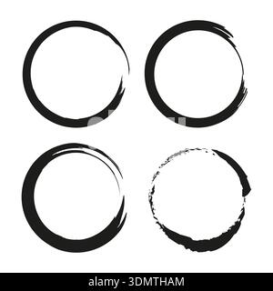 Ring frame layout. Round ink shapes. Grunge vector border. Circle loop design. Stock Vector
