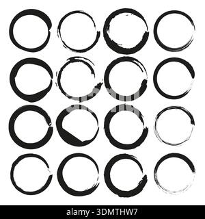 Ink circle grid. Round frame pattern. Grunge texture vector. Ring shape design. Stock Vector