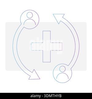 Hospital cross icon. Healthcare Vector cycle. Person silhouette symbols. Community health images. Support system arts. Stock Vector
