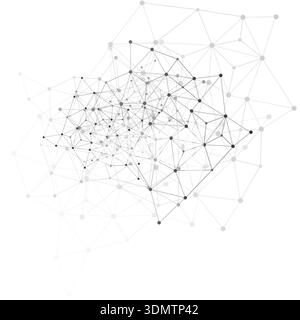 Abstract Black and White Modern Cloud Computing and Global Digital Network Connections, IT or Technology Concept, Polygonal Grid, Wire Frame Isolated Stock Vector