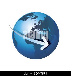 Blue Earth Globe Design - Global Business, Modern Technology, Globalization Concept Cip-Art. Design Element Template Isolated on White Includes Copysp Stock Vector