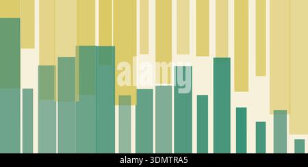 Abstract vector background with many overlapping green and brown thick vertical bars. Modern geometric design, perfect for digital art, banners, templ Stock Vector