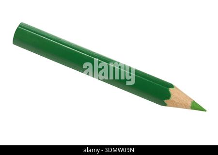 Short and thick green pencil isolated on white background Stock Photo