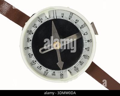vintage magnetic compass isolated on white background Stock Photo