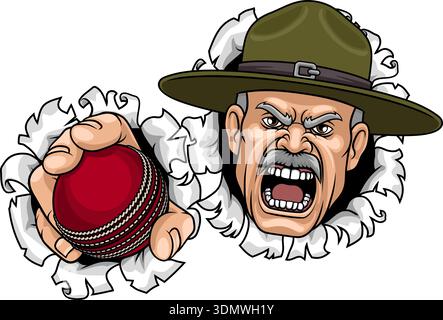 Drill Instructor Sergeant Bootcamp Cricket Mascot Stock Vector