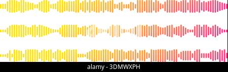 Dynamic soundwave gradient icon with audio rhythm bars and frequency pattern. Stock Vector