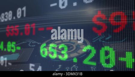 Displaying bright green numeric ticker 653 Stock Photo